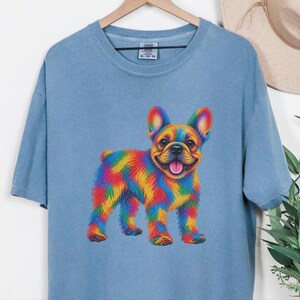 Frenchie Dog Shirt, Colorful Dog Art, French Bulldog Mom Gift, Frenchie Lover Present, Vibrant Pet Portrait Tee image 2