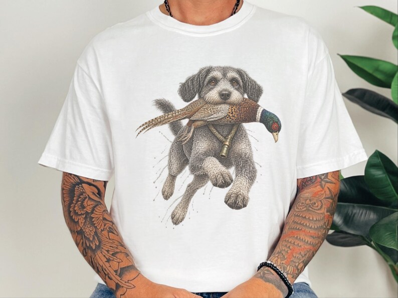 Schnoodle Hunting Shirt, Pheasant Hunter Gift, Upland Hunting Tee, Bird Dog Shirt, Outdoorsman Gift image 8