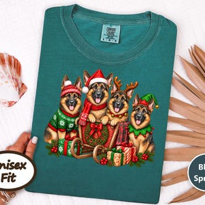 German Shepherd Christmas Shirt, Holiday Dog Lover Gift, Festive Gsd Mom Sweatshirt, Christmas Pet Tee, German Shepherd Owner Present image 9
