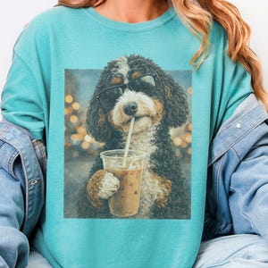 Comfort Colors Bernedoodle Tee | Iced Coffee Dog Shirt, Funny Canine Mom Gift | Dog Graphic Tee, Bernedoodle Lover Gift, Iced Coffee Tshirt image 5