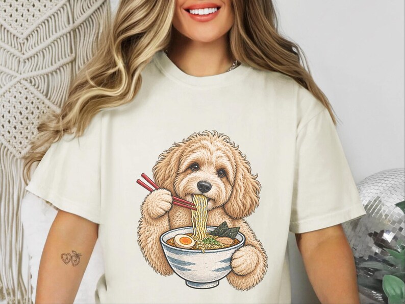 Maltipoo Ramen Shirt, Ramen Lover Gift, Foodie Dog T Shirt, Noodle Lover Tee, Japanese Food Shirt image 4