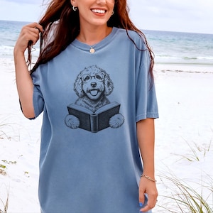 Goldendoodle Shirt, Book Lover Gift, Dog Reading Shirt, Doodle Mom Gift, Bookish Dog Tee, Vintage Doodle Shirt, Reader Gift image 10