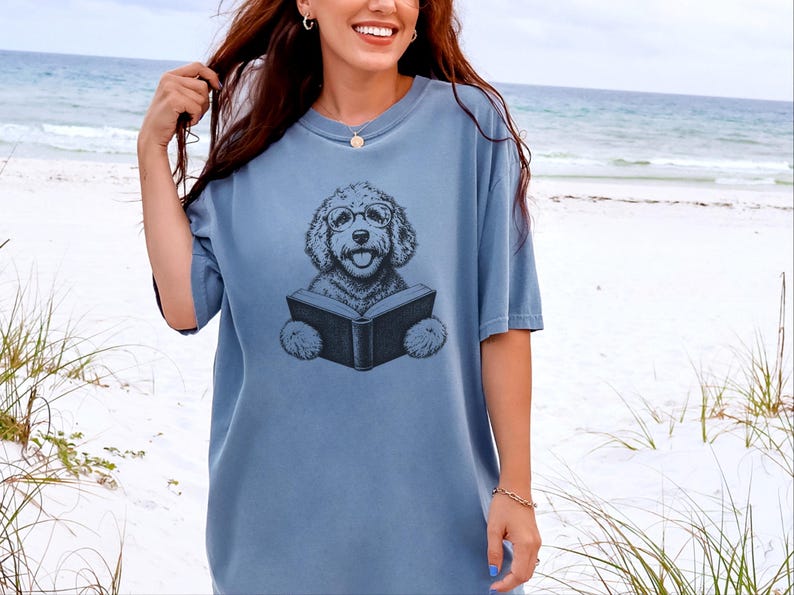 Goldendoodle Shirt, Book Lover Gift, Dog Reading Shirt, Doodle Mom Gift, Bookish Dog Tee, Vintage Doodle Shirt, Reader Gift image 10