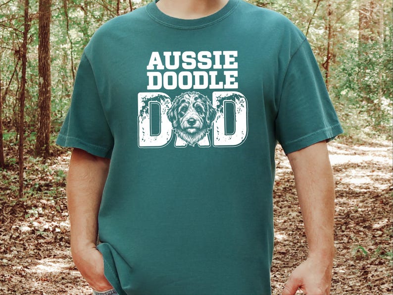 Comfort Colors Aussiedoodle Dad T-Shirt, Funny Retro Dog Lover Graphic Tee, Vintage Doodle Pet Parent Gift Idea, Best Dog Dad Apparel image 7