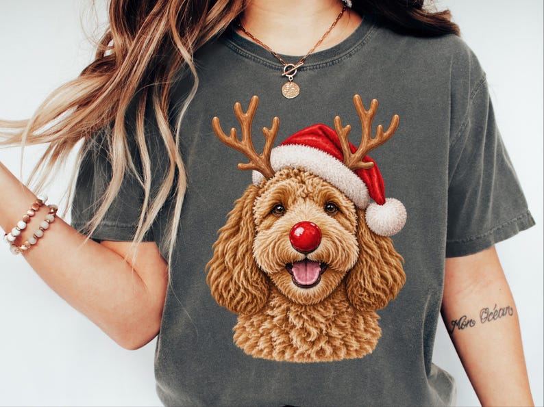 Maglietta natalizia con Cockapoo, regalo di Natale per amanti dei Cockapoo, felpa per cani per le feste, maglietta per la mamma di un Cockapoo, regalo festivo per gli amanti dei cani immagine 8
