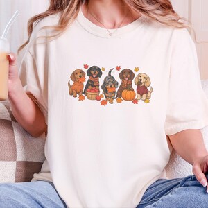 Dachshund Fall Shirt, Autumn Dog Lover Gift, Wiener Dog Sweater, Cute Fall Doxie Tee, Sausage Dog Fall Shirt imagen 8