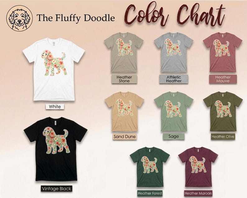 T-shirt « Maman Cavapoo », imprimé silhouette florale Cavapoo, art silhouette de chien, motif floral moderne pour animaux de compagnie, idée cadeau pour propriétaire de croisé Caniche image 7