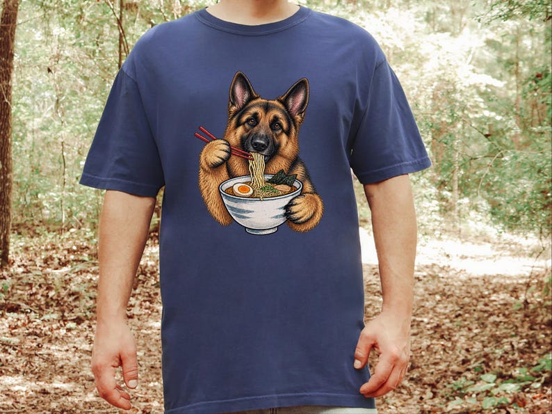 German Shepherd Ramen Shirt, Ramen Lover Gift, Funny Dog Tee, Japanese Food Shirt, Shepherd Dog Lover Gift, Noodle Lover Sweatshirt image 4