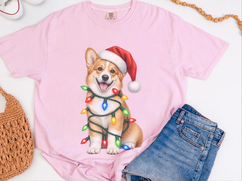 Kersttrui met Corgi-print, kerstshirt voor honden, kerstcadeau voor Corgi's, T-shirt voor hondenliefhebbers, cadeau voor Corgi-moeders afbeelding 3