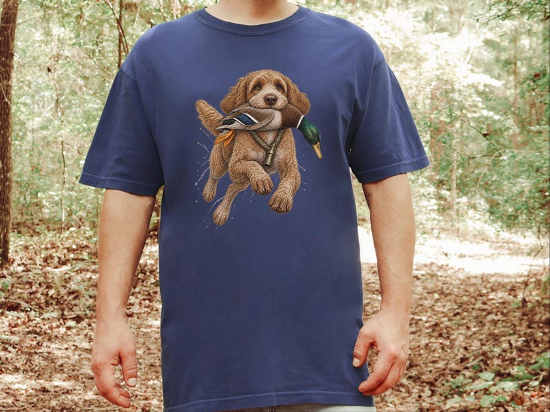 Duck Hunter Shirt, Cockapoo Dog Lover Gift, Waterfowl Hunting Tee, Mallard Duck Art, Outdoorsman Apparel image 1