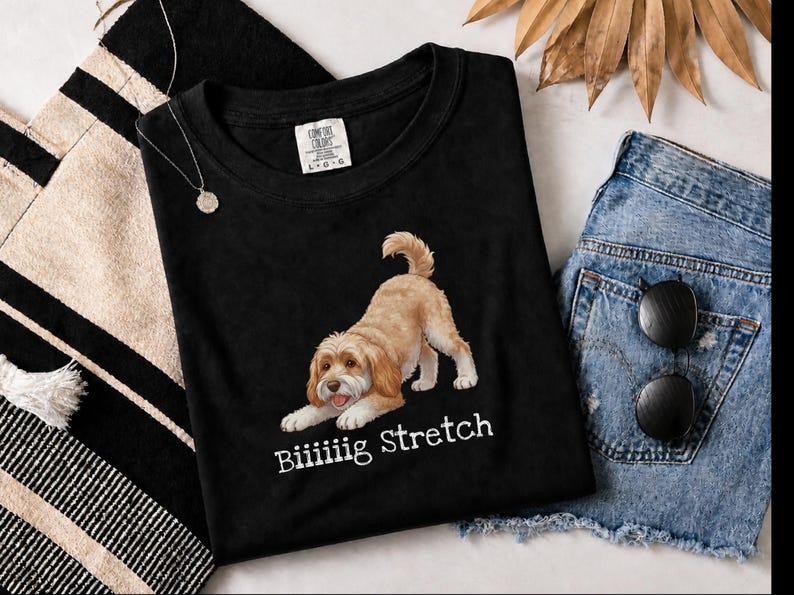Camiseta divertida de Cockapoo de Comfort Colors, camiseta elástica extragrande, estampado artístico de perro Doodle juguetón, regalo para amantes de los Doodle marrones, regalo para mamás y papás de Cockapoo imagen 9
