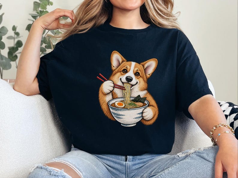 Corgi Shirt, Corgi Lover Gift, Ramen Lover T Shirt, Japanese Food Tee, Corgi Mom Shirt, Dog Humor Shirt image 5