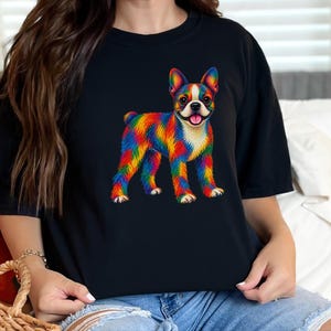 Boston Terrier Shirt, Colorful Dog Lover Gift, Rainbow Puppy Art Tee, Dog Mom Present image 8
