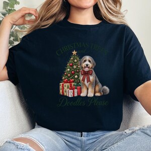 Aussiedoodle jultröja, julklapp för husdjursälskare, julgranar och klotter tack, hundmamma-tröja, festlig valptröja bild 10