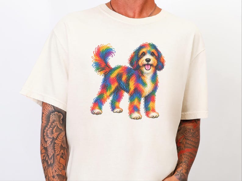 Bernedoodle-Shirt, Geschenkidee für Bernedoodle-Mama, Bunte Hunde-Motive, Doodle-Hunde-T-Shirt, Geschenkidee für Bernedoodle-Besitzer Bild 4