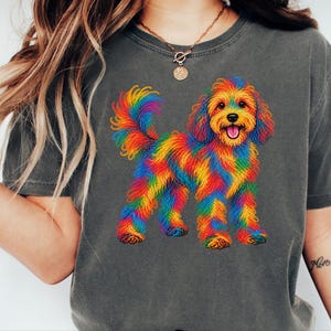Cavapoo Shirt, Cavapoo Mom Gift, Colorful Dog Tee, Doodle Dog Art, Rainbow Puppy Graphic, Pet Lover Shirt image 6