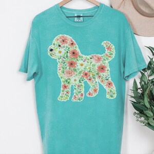 Comfort Colors Cockapoo Silhouette Floral Shirt, Dog Mom Gift, Botanical Pet Lover Tee, Puppy Owner Present, Vintage Fur Baby image 4