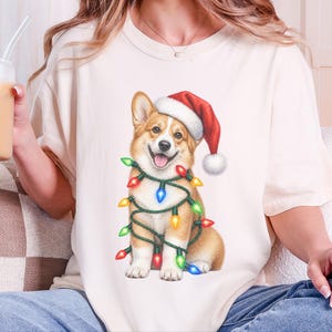 Kersttrui met Corgi-print, kerstshirt voor honden, kerstcadeau voor Corgi's, T-shirt voor hondenliefhebbers, cadeau voor Corgi-moeders afbeelding 2