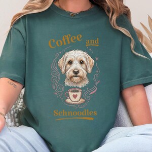 Comfort Colors Schnoodle Lover Shirt, Coffee And Schnoodles Tee, Funny Dog Parent Hoodie, Cross-Breed Doodle Sweatshirt Gift image 5