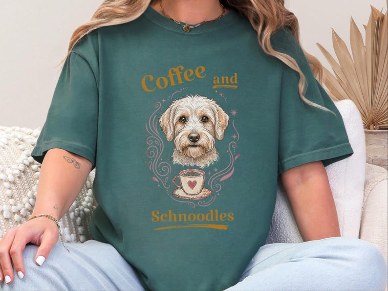Comfort Colors Schnoodle Lover Shirt, Coffee And Schnoodles Tee, Funny Dog Parent Hoodie, Cross-Breed Doodle Sweatshirt Gift image 5
