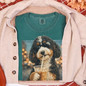 Comfort Colors Bernedoodle Tee | Iced Coffee Dog Shirt, Funny Canine Mom Gift | Dog Graphic Tee, Bernedoodle Lover Gift, Iced Coffee Tshirt image 3