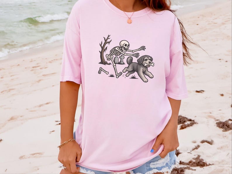 T-shirt squelette Schnoodle, T-shirt chien Halloween, T-shirt chien squelette humoristique, Cadeau pour maman Schnoodle, T-shirt pour amoureux des chiens pour la saison d'Halloween image 2