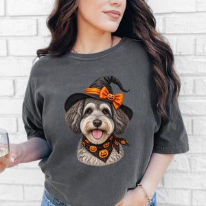 Witch Dog Shirt, Halloween Dog Mom, Schnoodle Mom Gift, Spooky Dog Sweatshirt, Fall Doodle Dog Tee image 10