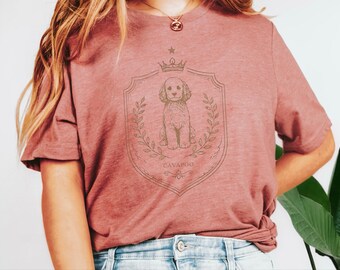 Cavapoo Mom Gift, Vintage Dog Portrait, Custom Pet Print, Dog Lover Present, Royal Crest Shirt, Unique Canine Apparel