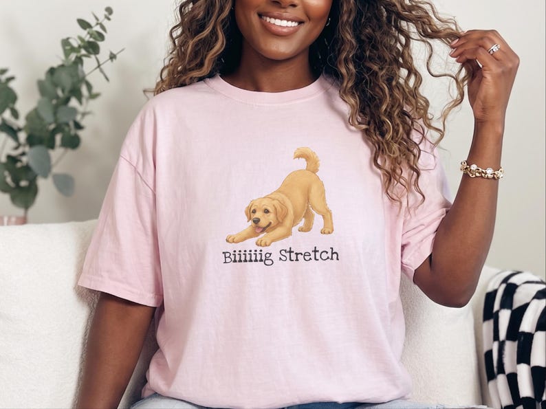 Comfort Colors Cute Dog Art Gift, Biiiiig Stretch Labrador Retriever Shirt, Yellow Lab Mom Tee, Funny Golden Lab Dad, Pet Owner Top image 1