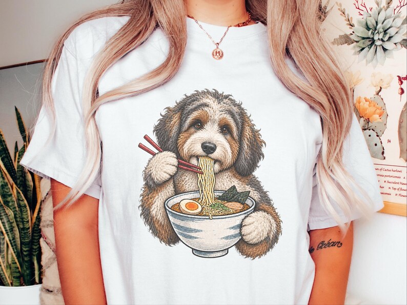 Ramen-tröja för japansk matälskare, rolig nudelhundtröja, ramen-skål med grafisk design bild 1