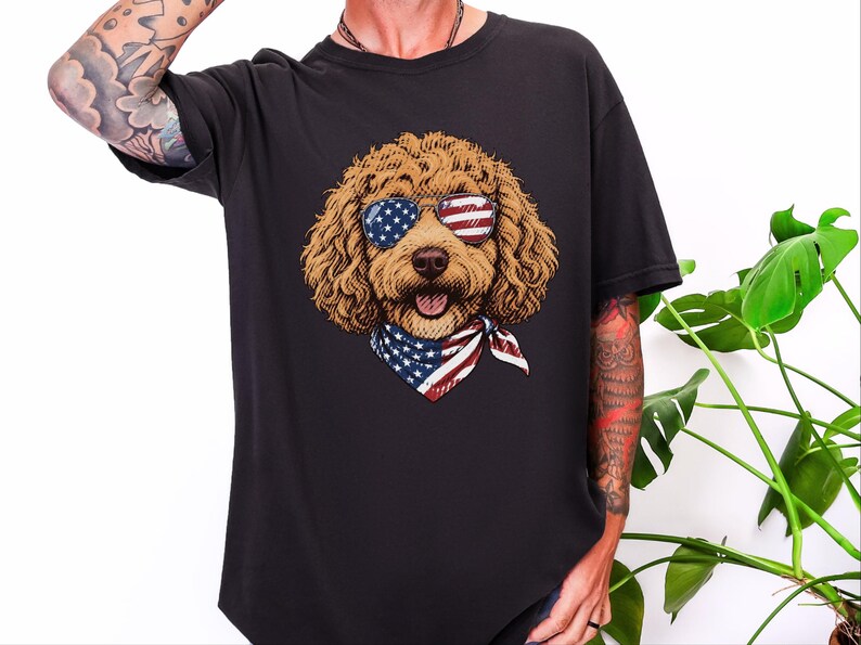 Comfort Colors Cavapoo Mom Shirt, Patriotic Dog Shirt, Cavapoo Owner Gift, American Flag Tee, USA Puppy Apparel, Red White Blue Top image 7