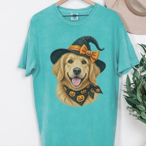 Halloween Dog Shirt, Witch Dog Shirt, Golden Retriever Mom Gift, Fall Dog Lover Tee, Golden Mom Gift image 8