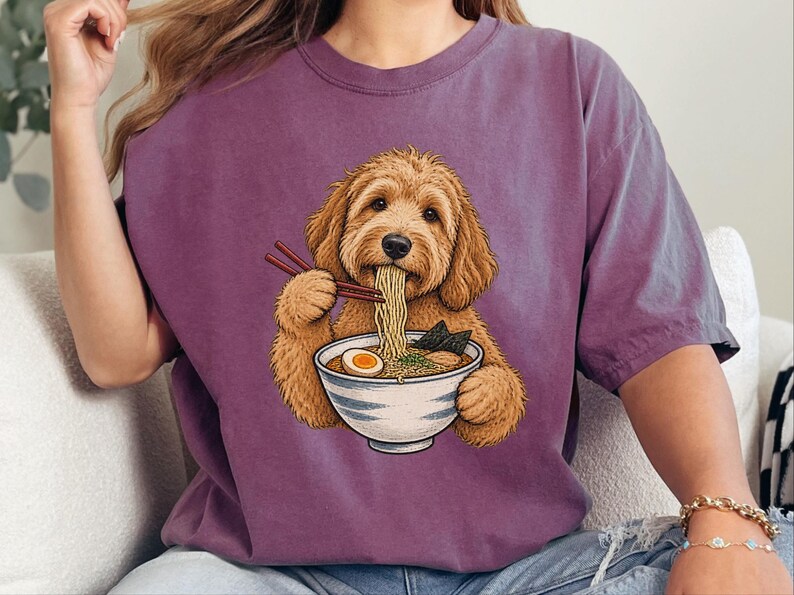 Goldendoodle Shirt, Golden Doodle Gift, Ramen Lover Tee, Japanese Food Shirt, Dog Mom Gift, Foodie Humor T-shirt, Ramen Noodles Japan image 4