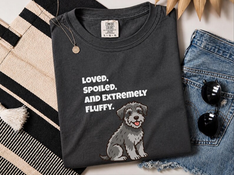 Comfort Colors Schnoodle Lover Crewneck Sweatshirt, Loved, Spoiled, and Extremely Fluffy Dog Mom Tee, Schnoodle Dad Cross-Breed Doodle Dog image 9