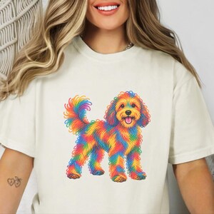 Cavapoo Shirt, Cavapoo Mom Gift, Colorful Dog Tee, Doodle Dog Art, Rainbow Puppy Graphic, Pet Lover Shirt image 9