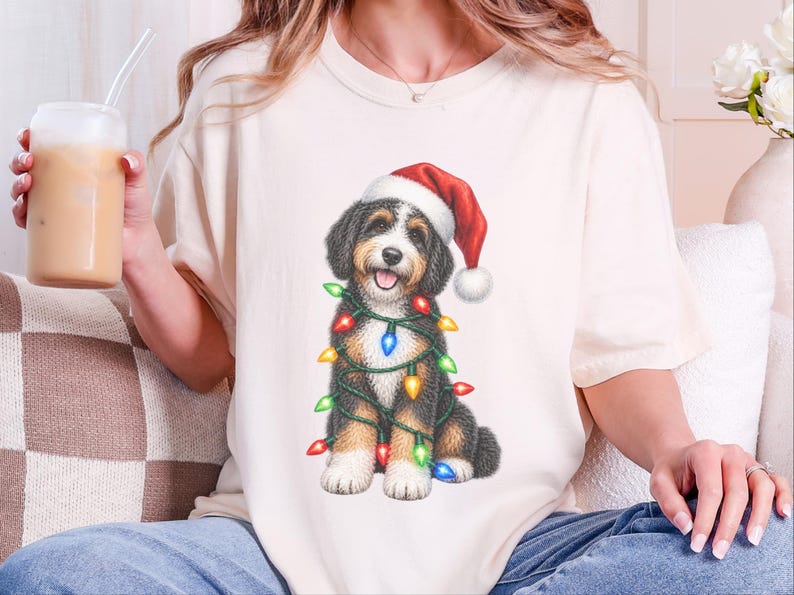 Bernedoodle Christmas Shirt, Christmas Dog Shirt, Bernedoodle Owner Gift, Holiday Dog Lover Tee image 6