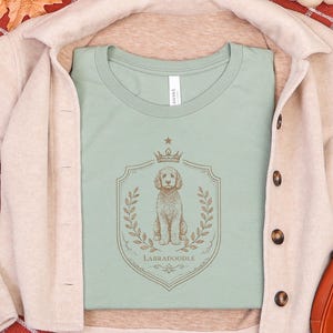 Golden Labradoodle Royal Crest Shirt, Regal Pet Art Goldendoodle Hoodie, King Dog Portrait Labradoodle Tee, Dog Lover Gift image 2
