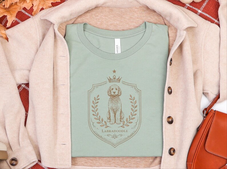 Golden Labradoodle Royal Crest Shirt, Regal Pet Art Goldendoodle Hoodie, King Dog Portrait Labradoodle Tee, Dog Lover Gift image 2