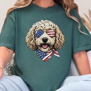 Comfort Colors Patriotic Maltipoo Dog Mom Shirt, 4th of July American Dog Lover Tee, USA Independence Day Maltipoo Owner T-Shirt imagen 5