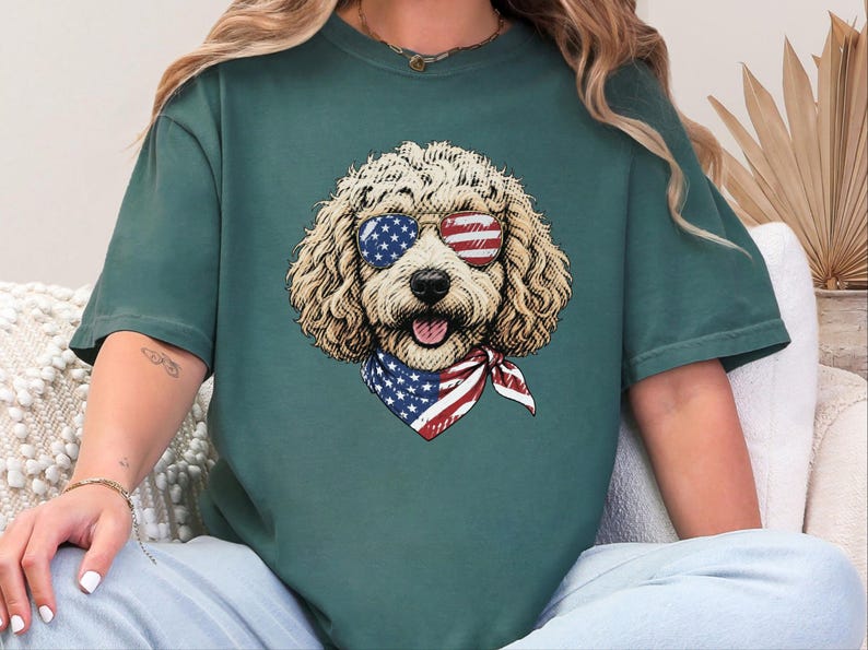 Comfort Colors Patriotic Maltipoo Dog Mom Shirt, 4th of July American Dog Lover Tee, USA Independence Day Maltipoo Owner T-Shirt imagen 5