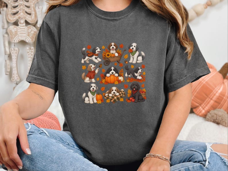 Sheepadoodle Fall Sweatshirt, Autumn Dog Shirt, Sheepadoodle Mom Gift, Doodle Dog Lover Shirt, Pumpkin Spice Tee image 7