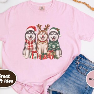 Husky Christmas Sweatshirt, Siberian Husky Holiday Gift, Dog Lover Winter Shirt, Festive Puppy Crewneck, Husky Mom Present image 8