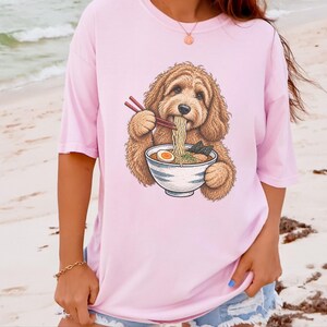 Labradoodle Shirt, Ramen Lover Gift, Labradoodle Mom Gift, Japanese Food Tee, Noodle Lover Shirt, Ramen Cat Art image 2
