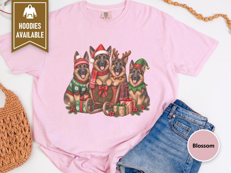 German Shepherd Christmas Shirt, Holiday Dog Lover Gift, Festive Gsd Mom Sweatshirt, Christmas Pet Tee, German Shepherd Owner Present image 10