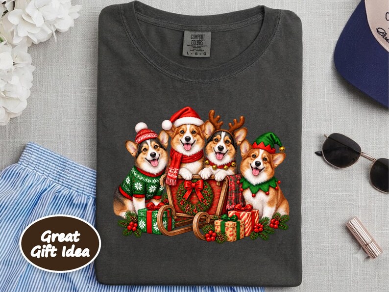 Corgi Christmas Shirt, Holiday Dog Shirt, Corgi Mom Gift, Festive Puppy Top, Dog Lover Gift Bild 4