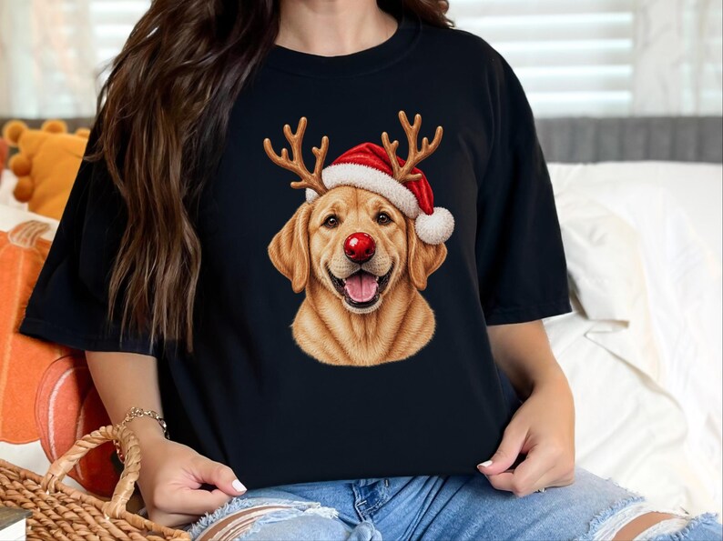 Christmas Dog Shirt, Yellow Lab Gift, Holiday Dog Sweater, Lab Mom Sweatshirt, Santa Paws Christmas image 3