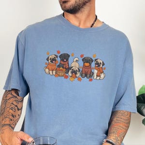 Autumn Dog Shirt, Pug Lover Gift, Pug Mom Sweatshirt, Fall Dog Lover Gift, Pug Dog Shirt, Cute Pug Tee image 1