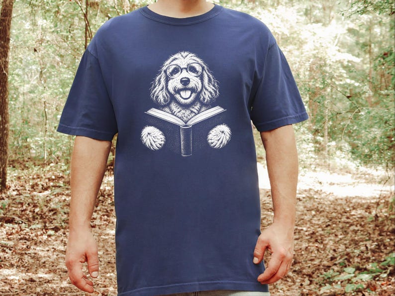 Camiseta para perro lector, camiseta para perro aficionado a los libros, regalo para amantes de los Cockapoo, camiseta de biblioteca, regalo vintage para mamás de Doodle, regalo para dueños de perros imagen 8
