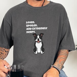 Comfort Colors rolig Bostonterrier-tröja, älskad, bortskämd och extremt derpy-tröja, nyckfull Bostonterrier-tröja för hundägare, rolig hundtröja bild 7