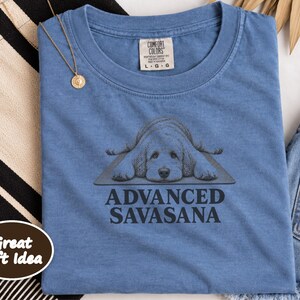 Labradoodle Shirt, Advanced Savasana Yoga Tee, Dog Lover Gift, Funny Fitness Workout Top, Yogi Meditation Shirt image 6